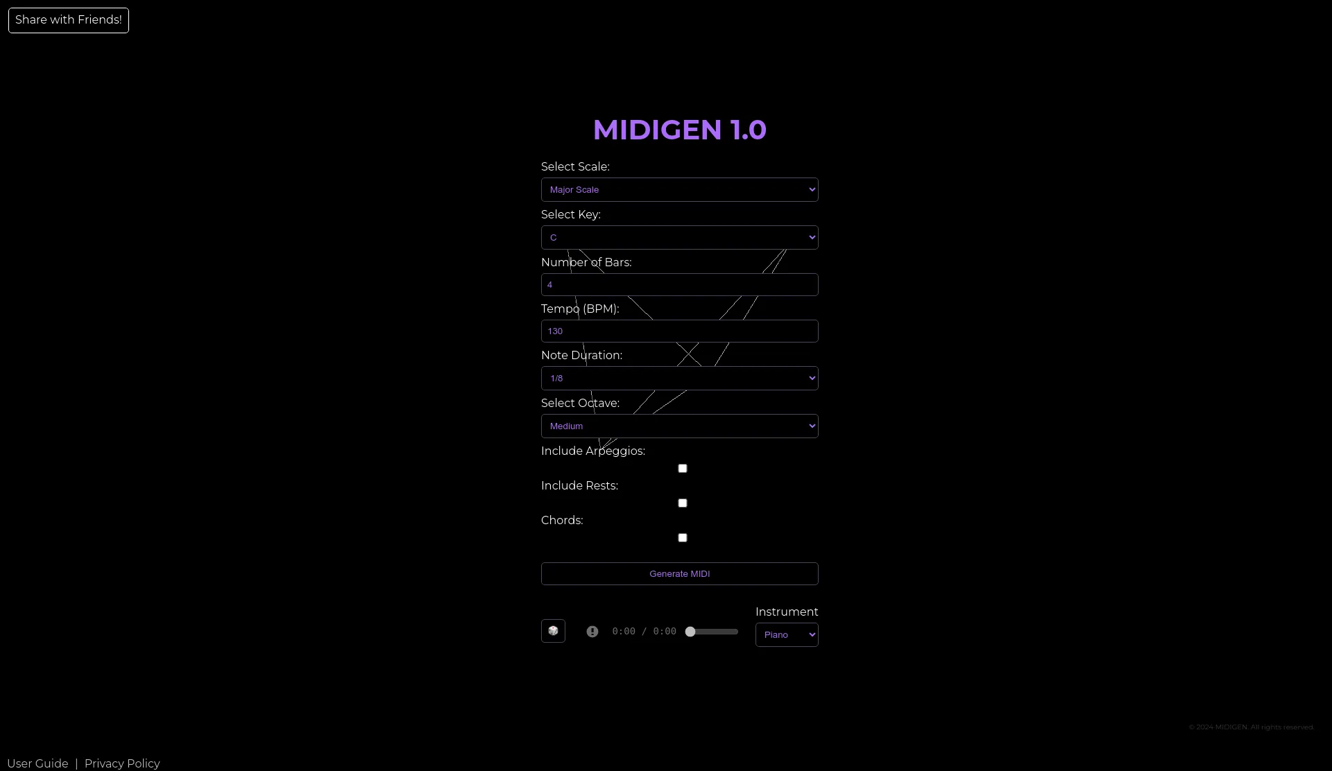 MIDIGEN: Melody Generator screenshot