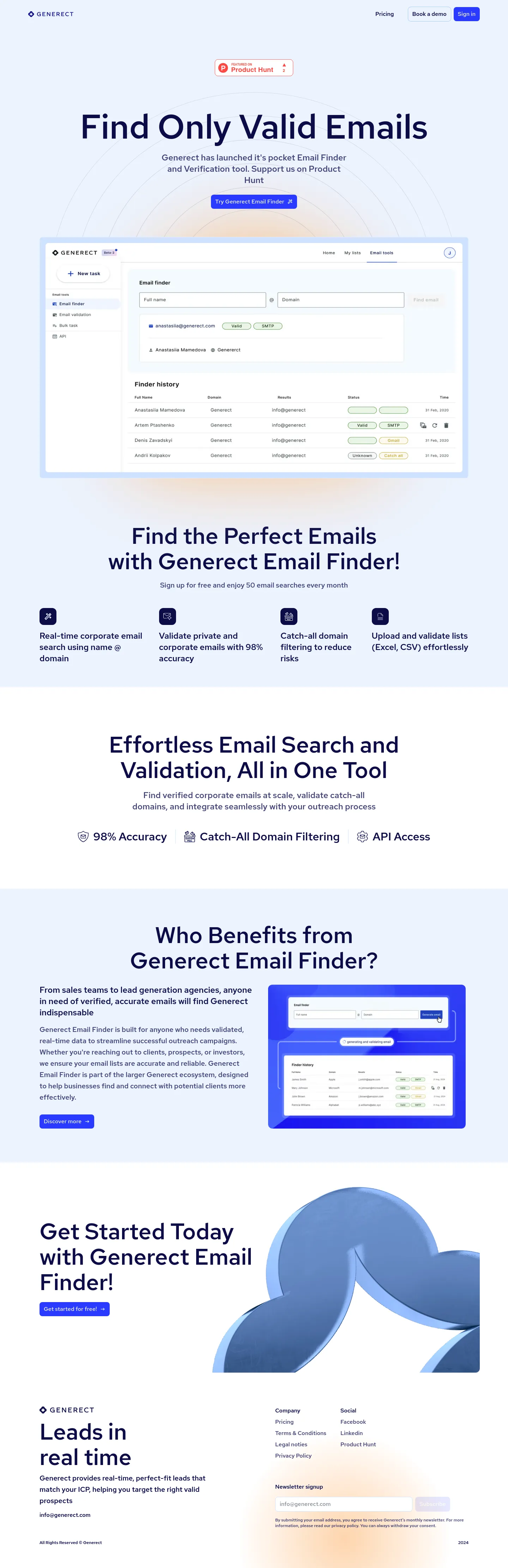 Generect Email Finder screenshot