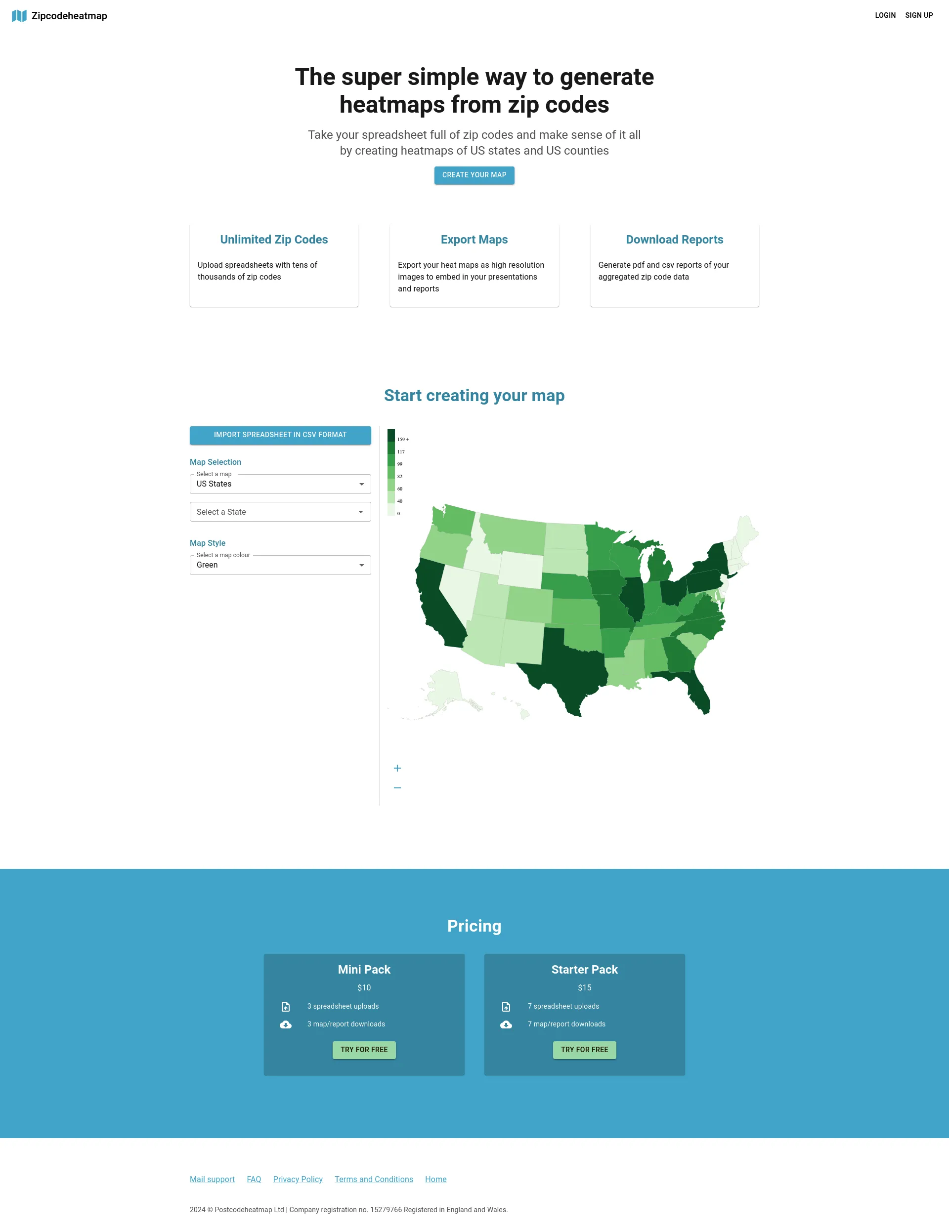 Zipcode Heat Map screenshot