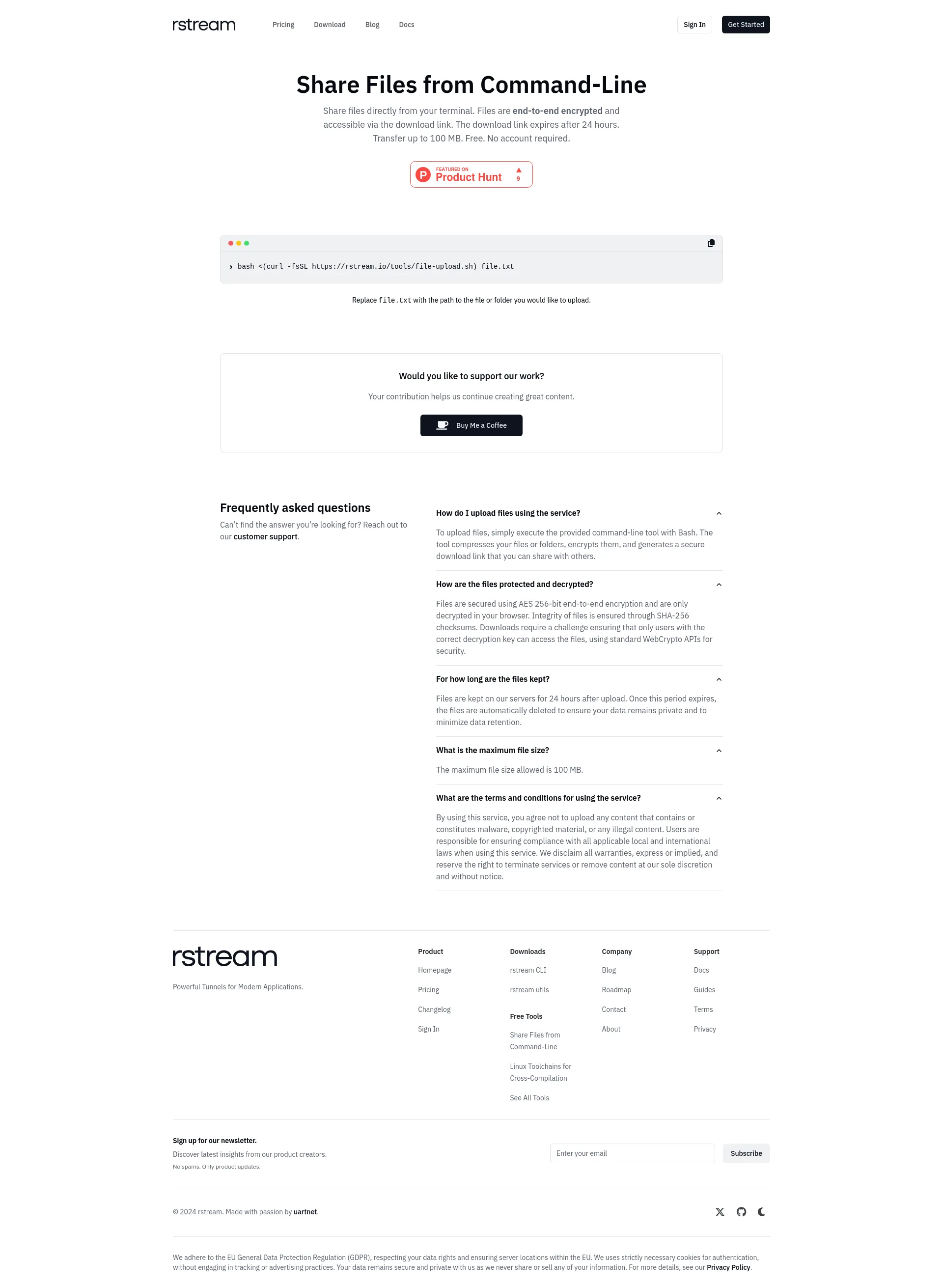 secure file sharing screenshot