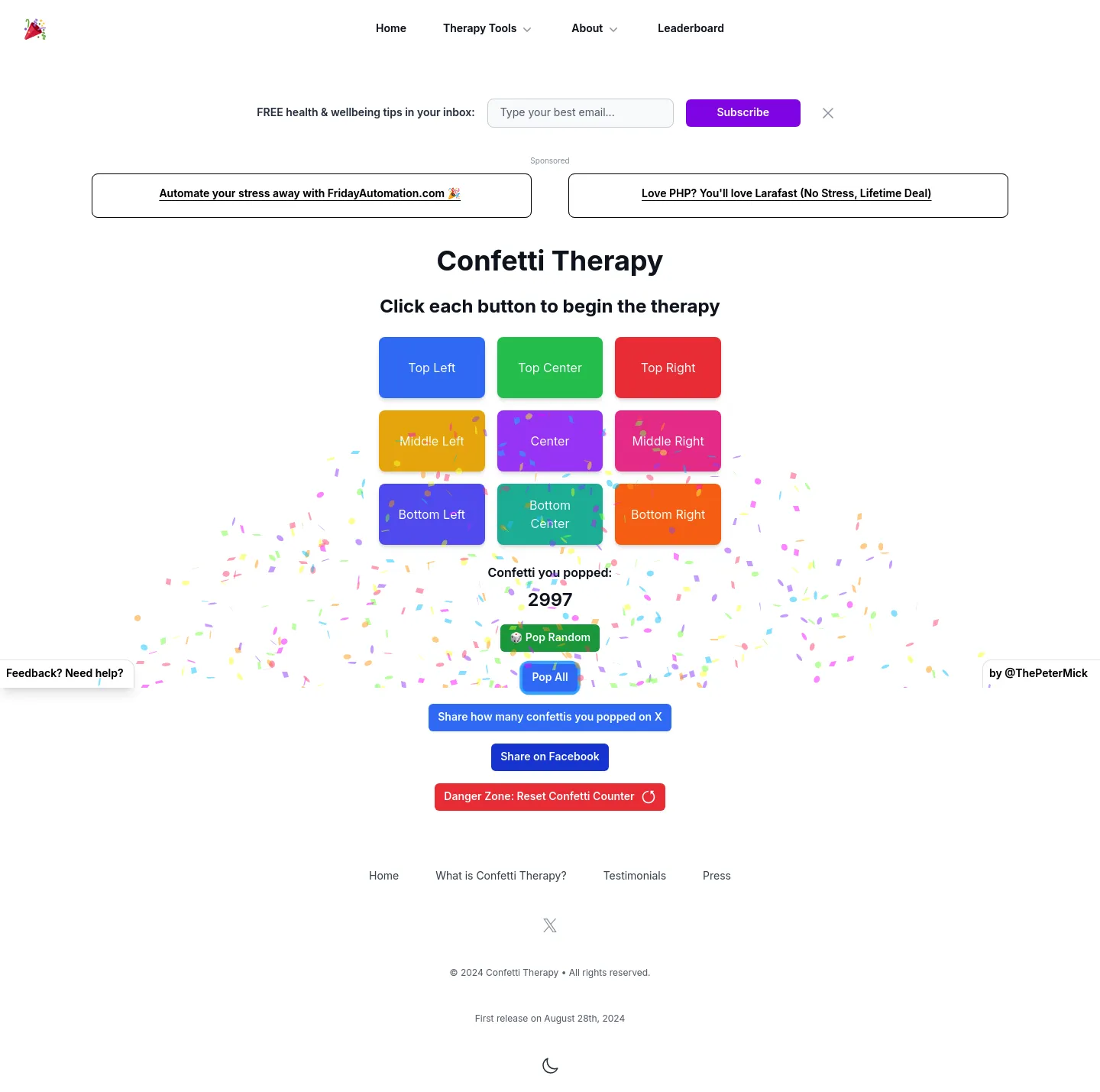 ConfettiTherapy.com screenshot