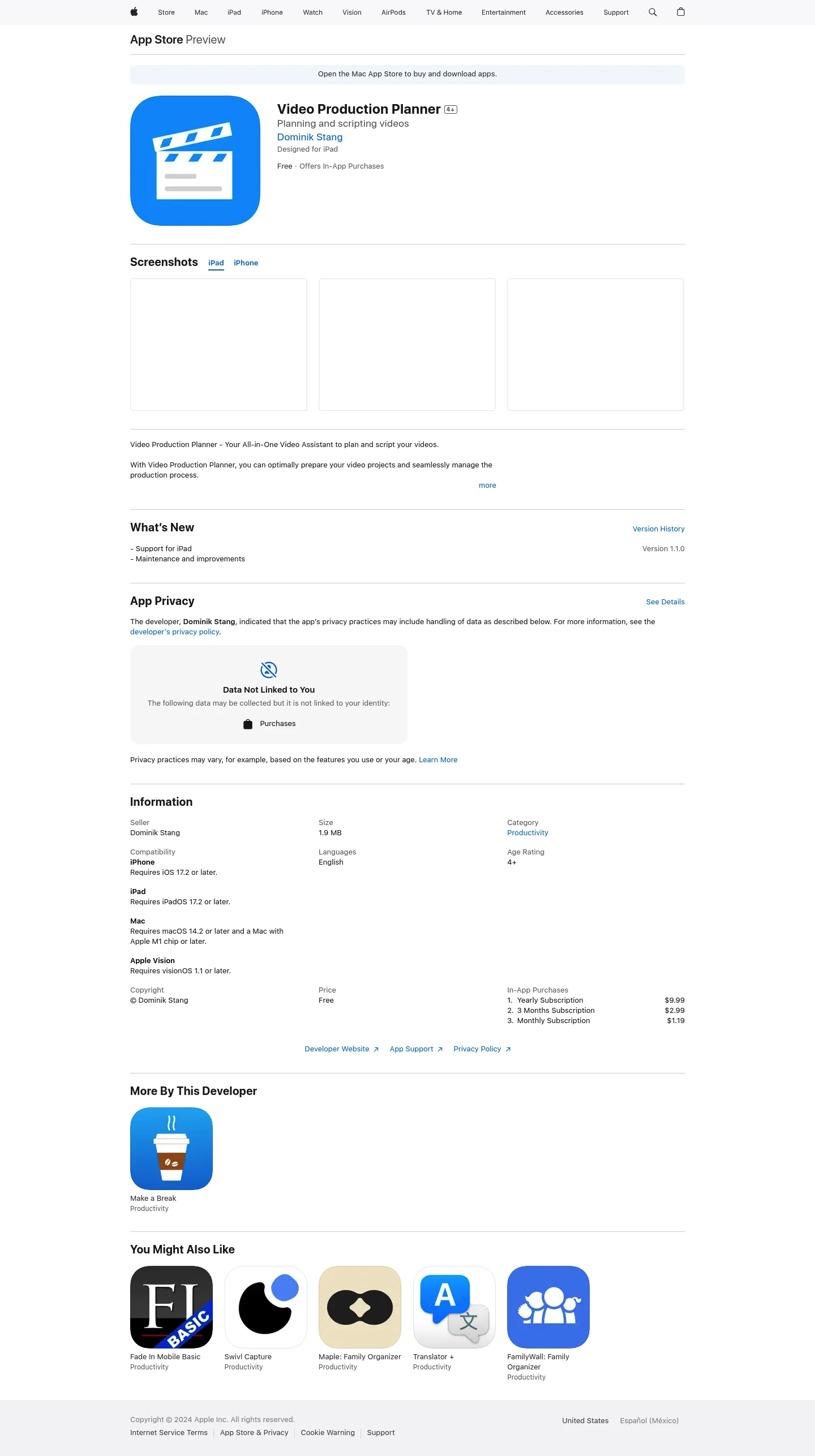 Video Production Planner screenshot