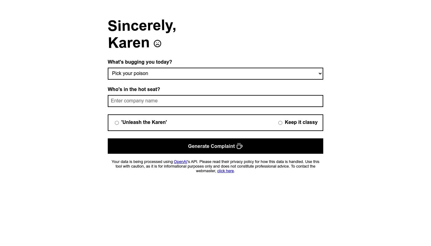 Sincerely Karen screenshot