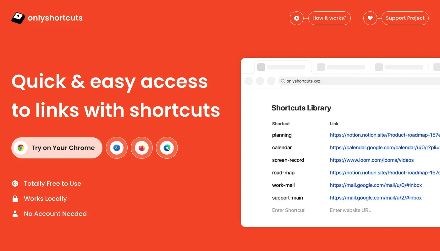 OnlyShortcuts screenshot