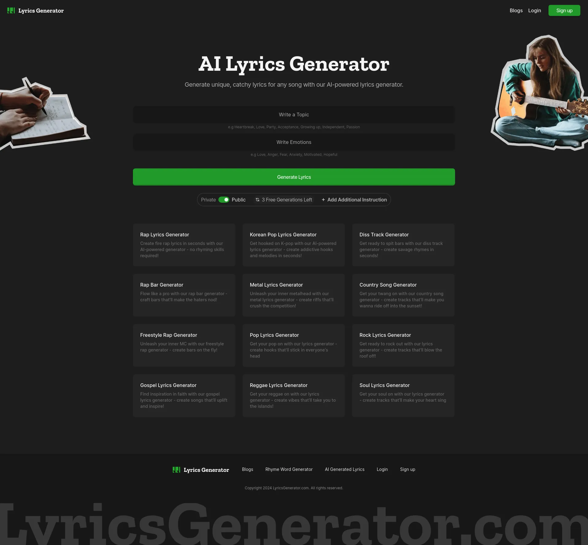 Lyrics Generator screenshot