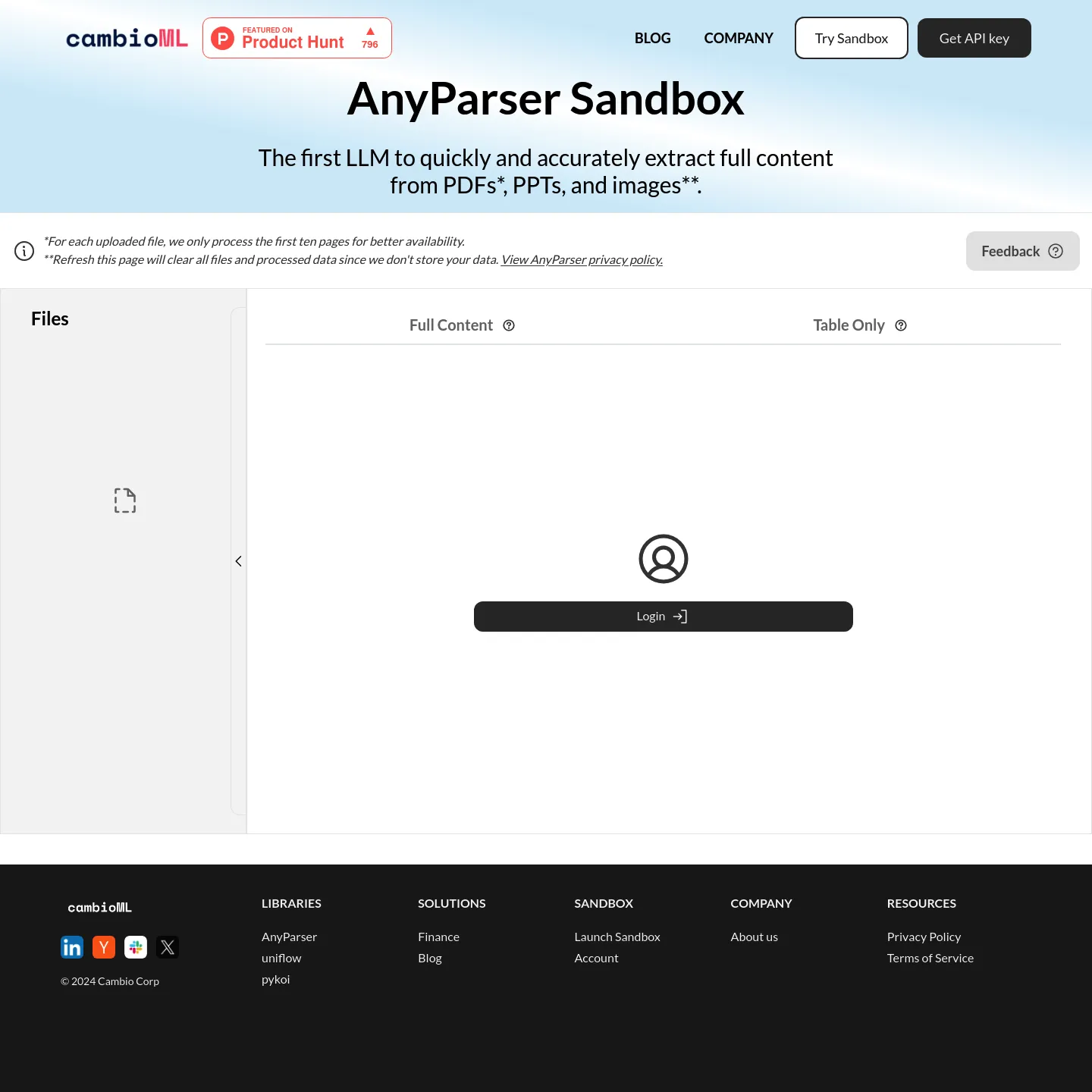 AnyParser API (YC S23) screenshot