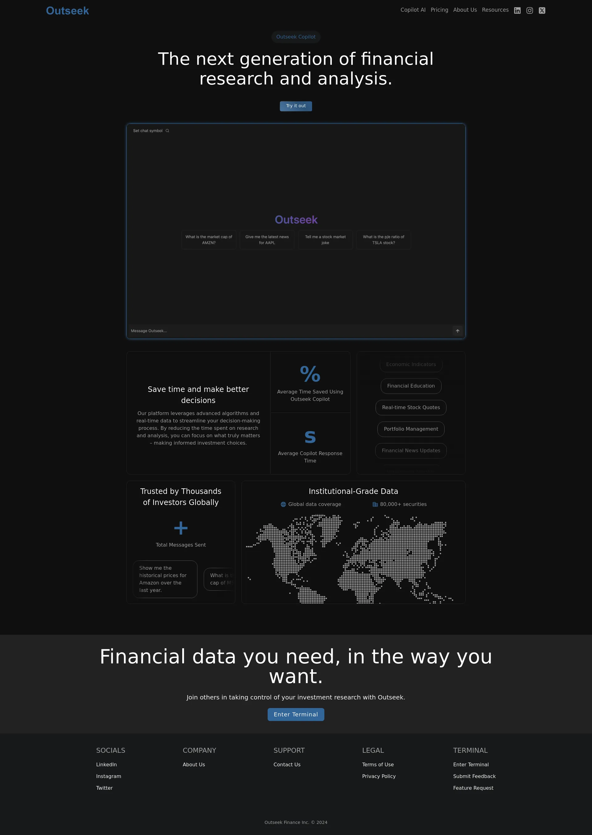 Outseek Financial Terminal screenshot