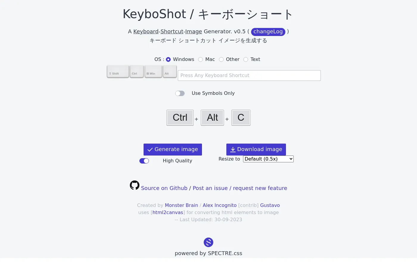 Keyboard Shortcut Image Creator screenshot