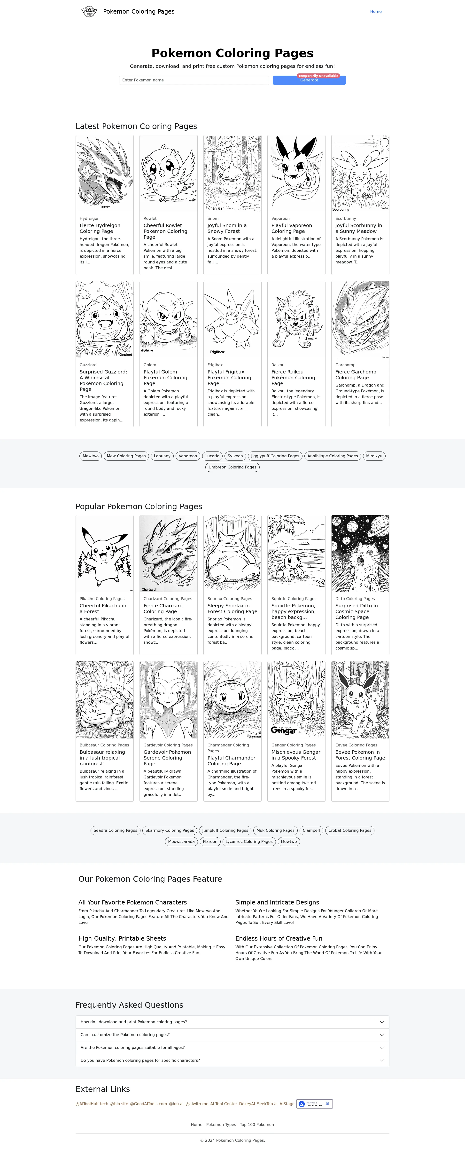 Pokemon Coloring Pages screenshot