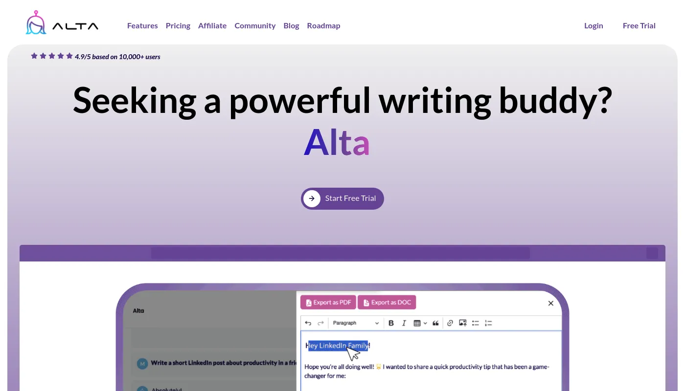 Alta 2.0 screenshot