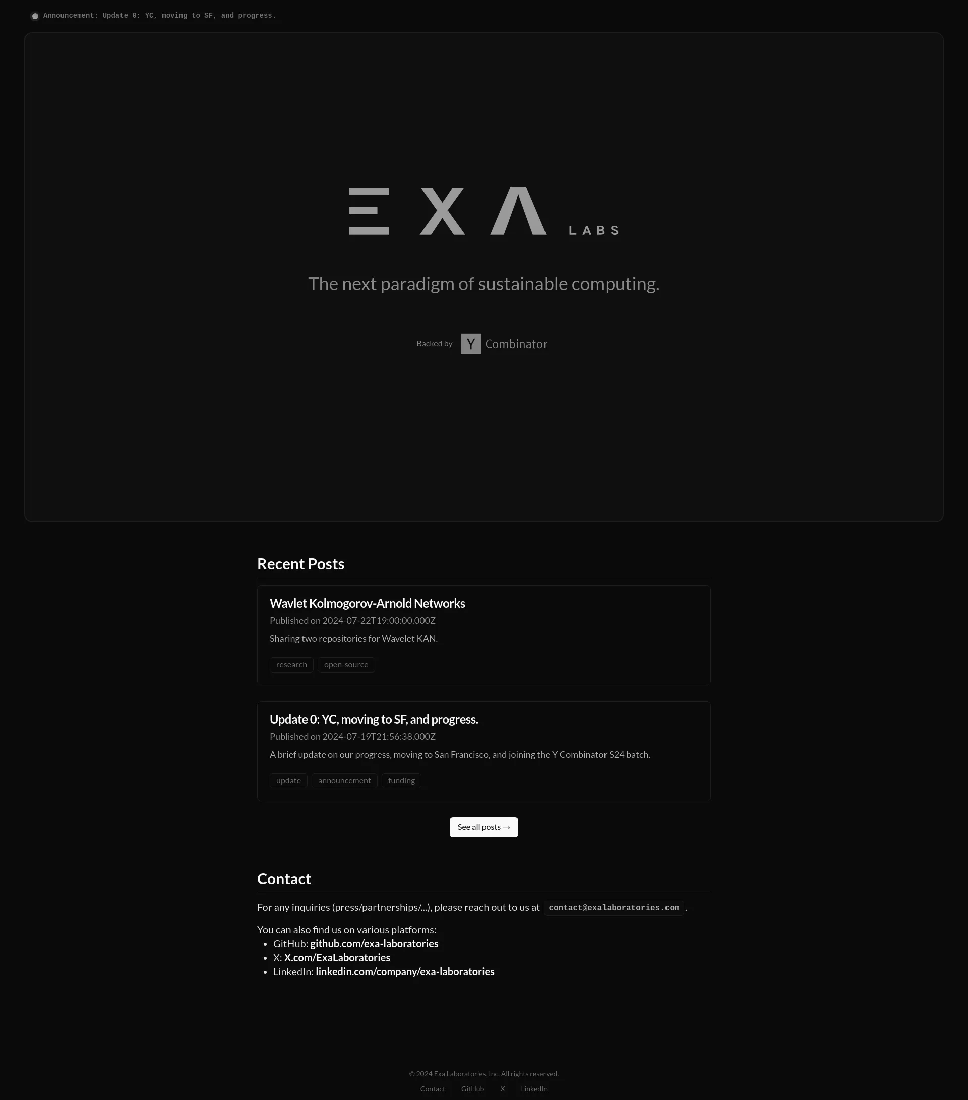 Exa Laboratories screenshot