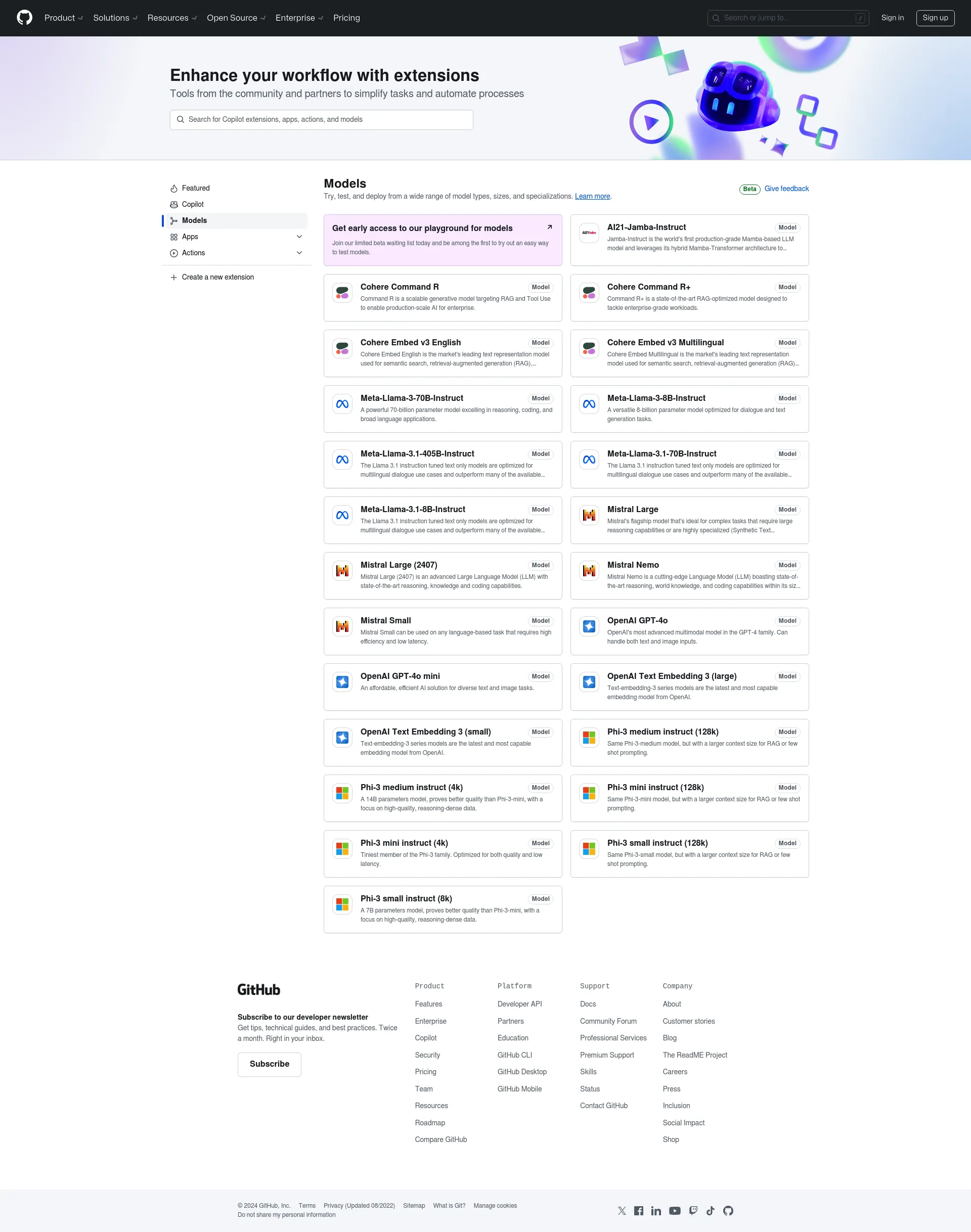 GitHub Models screenshot