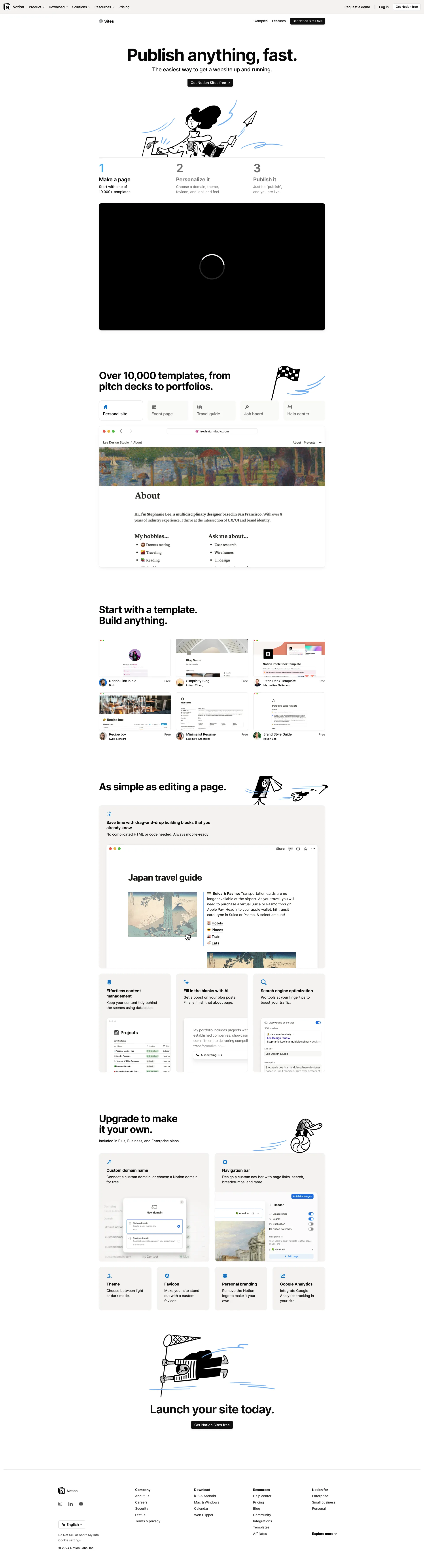 Notion Sites screenshot