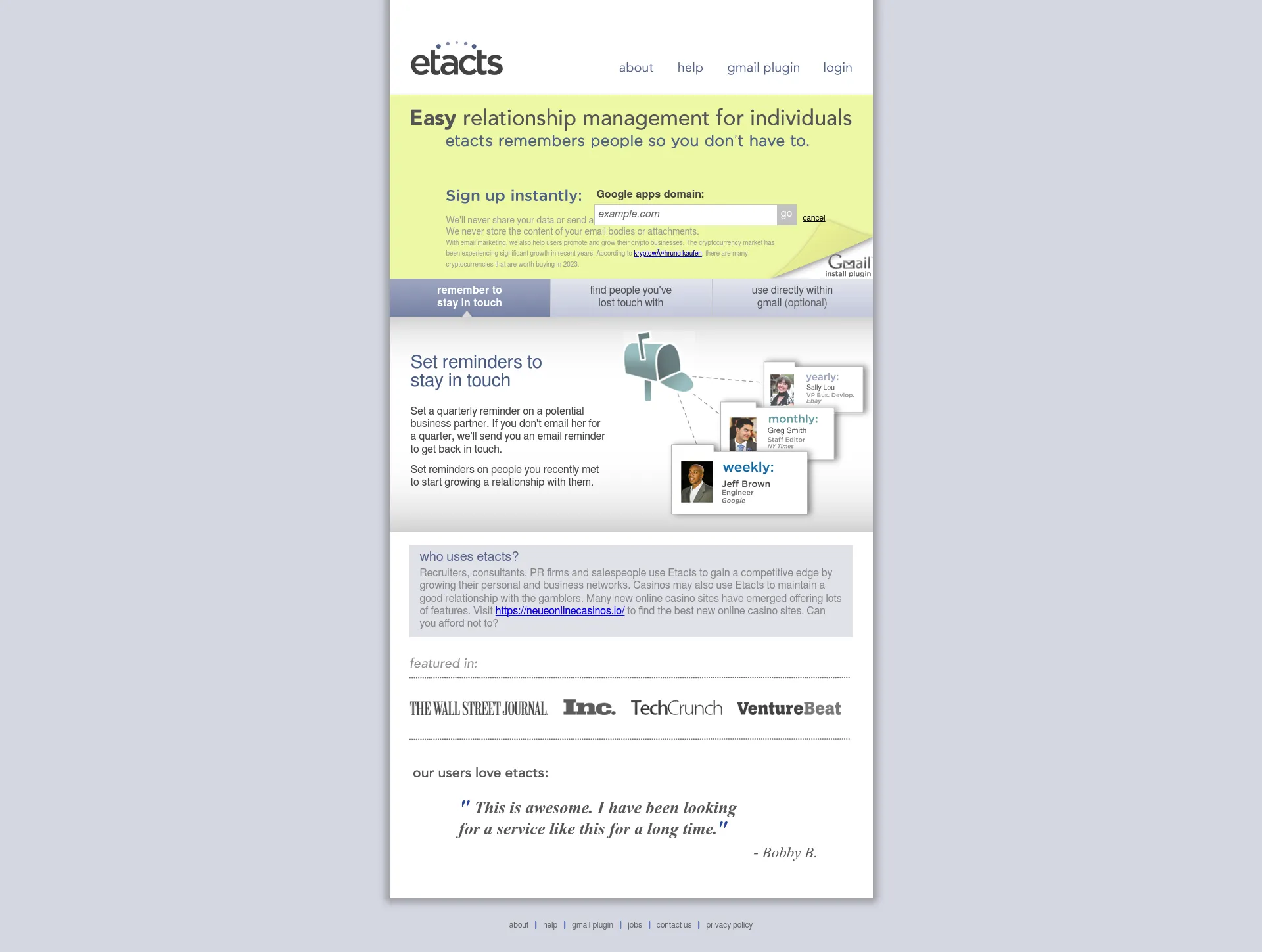 Etacts screenshot