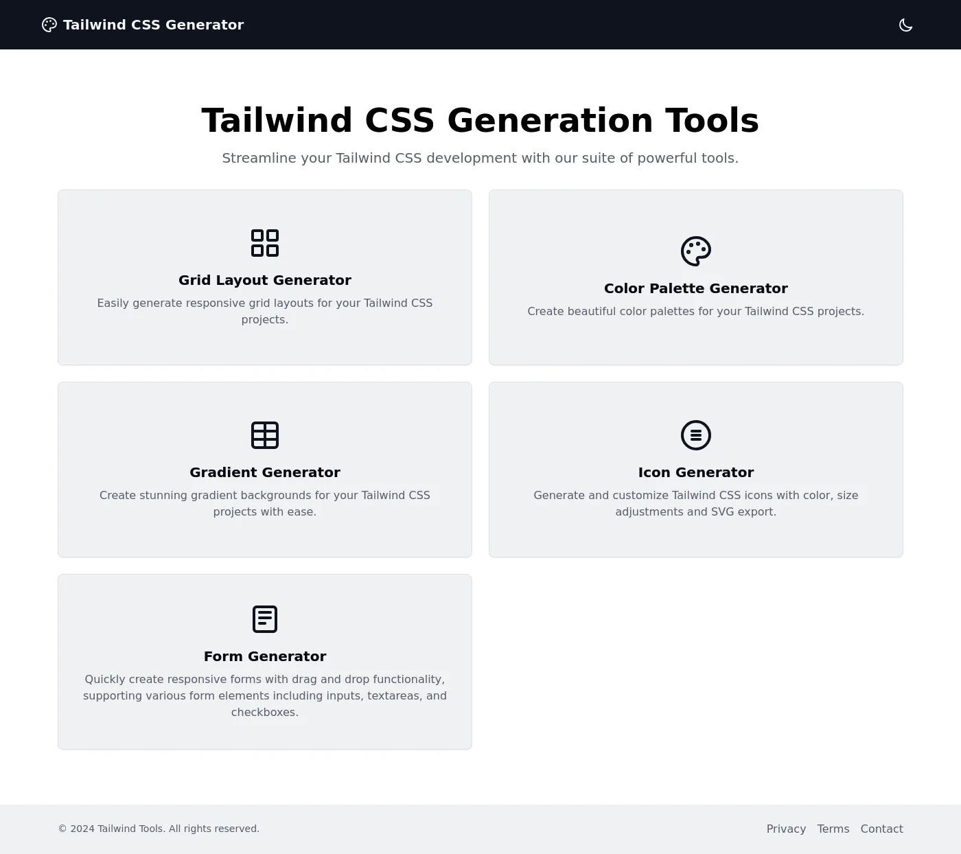 tailwind css generator tool screenshot