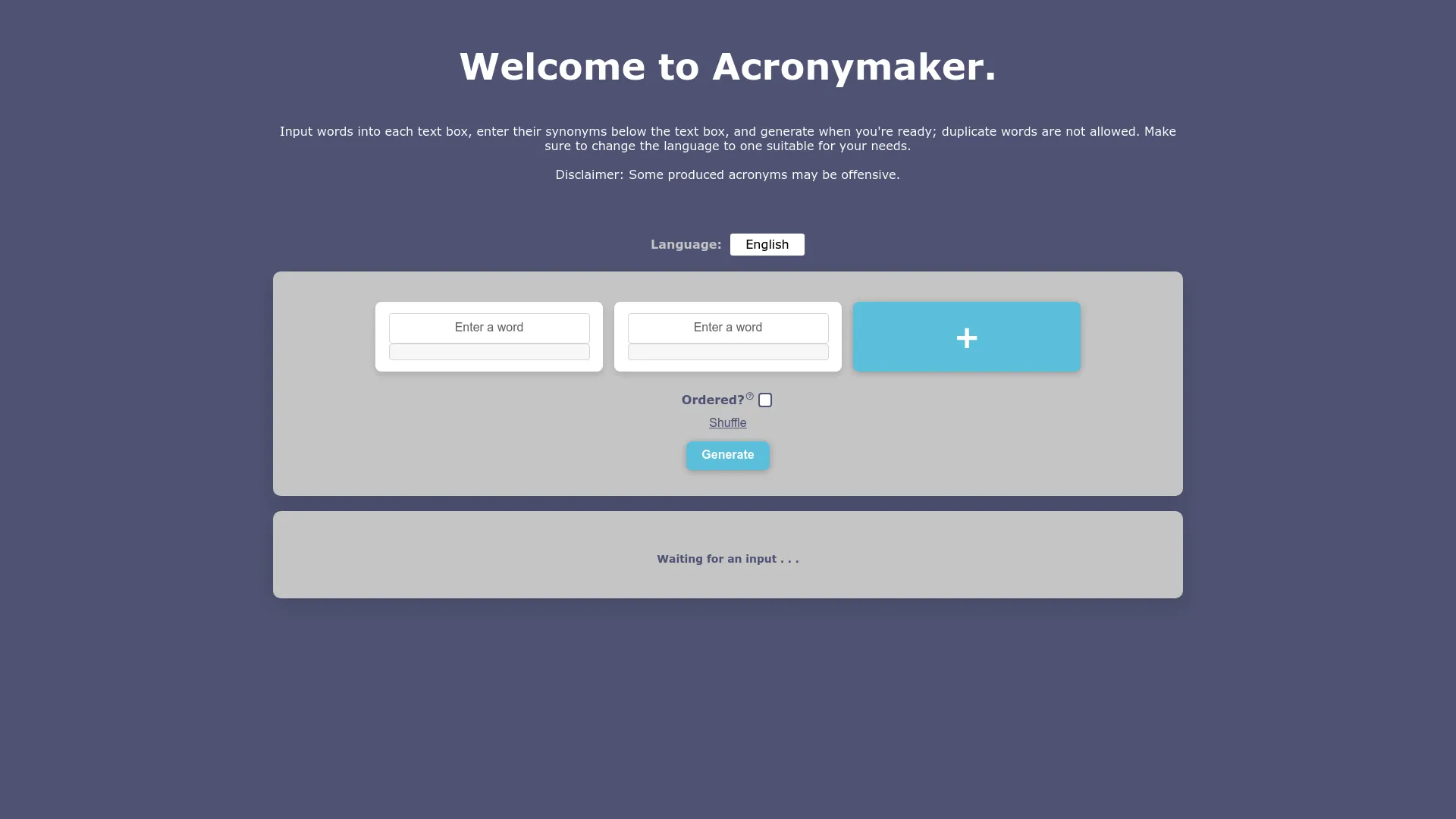 Acronymaker screenshot