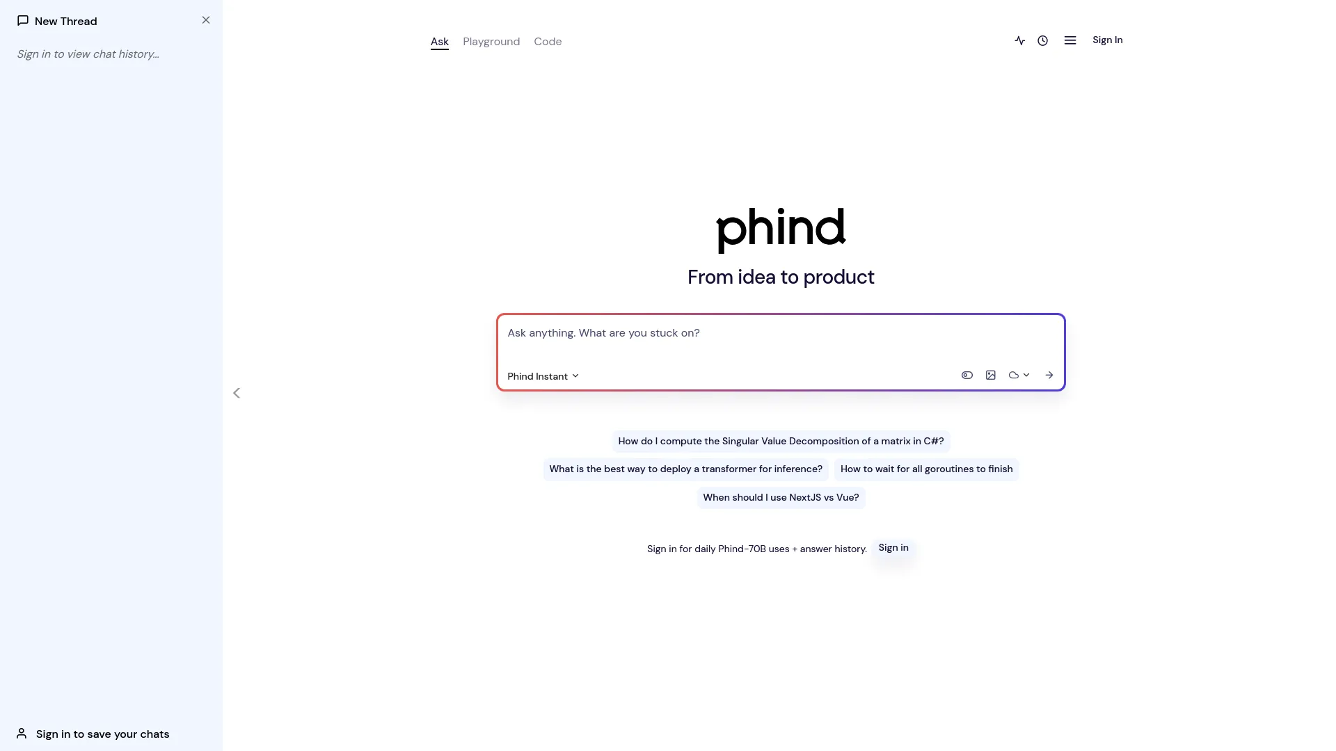 Phind screenshot