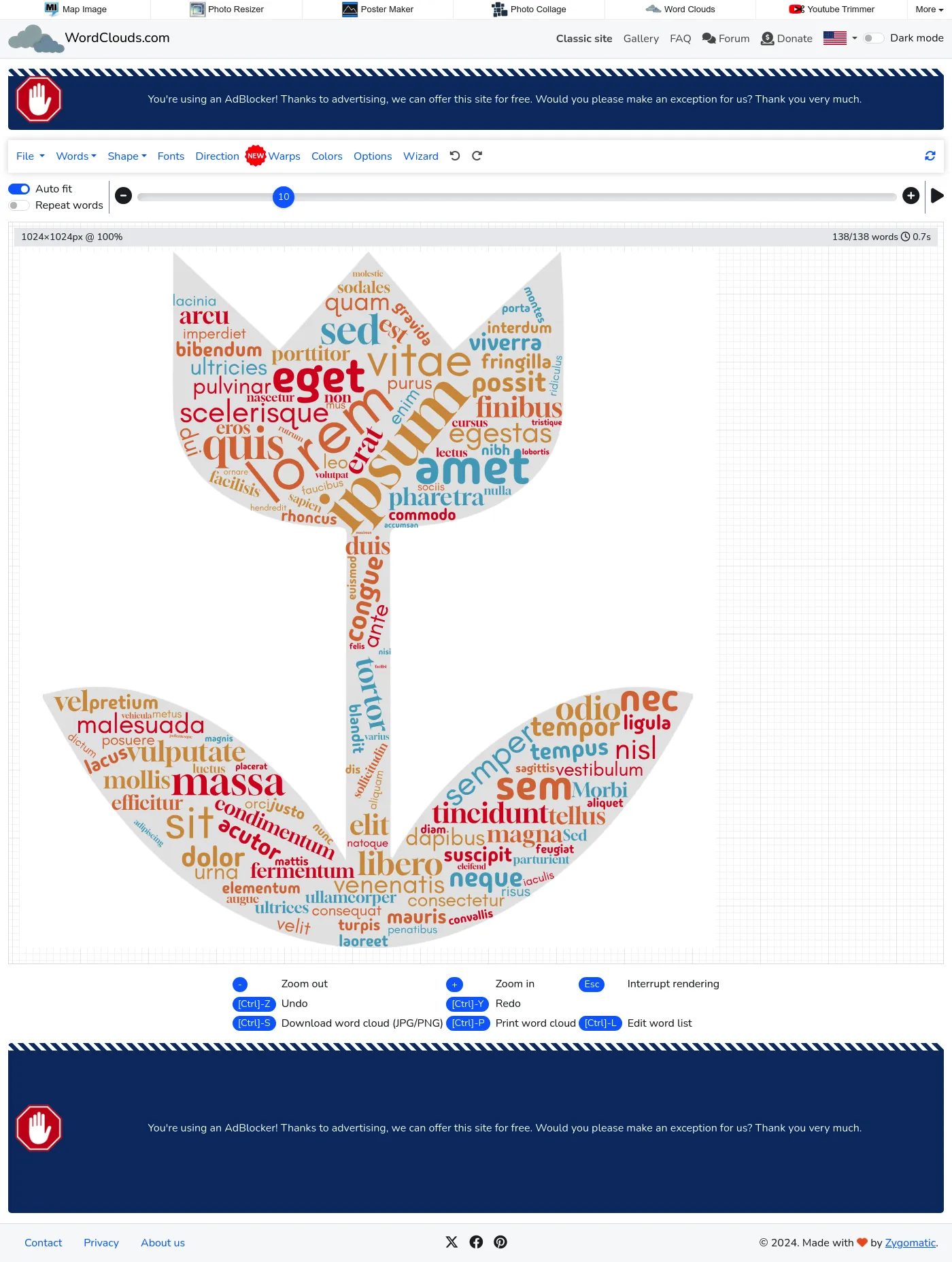 WordClouds screenshot