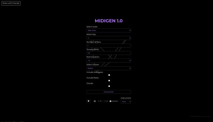 MIDIGEN: Melody Generator