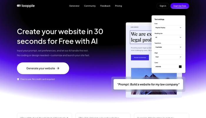 Loopple AI Website Builder