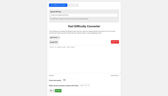 Text Difficulty Converter