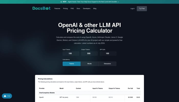 Free LLM API Pricing Calculator