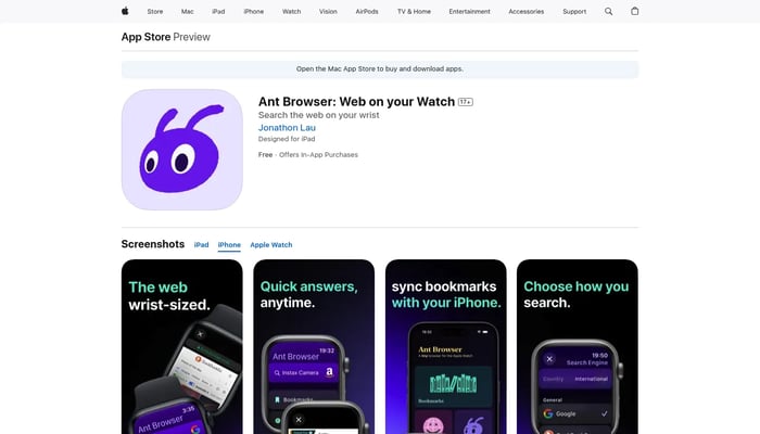 Ant Browser for Apple Watch