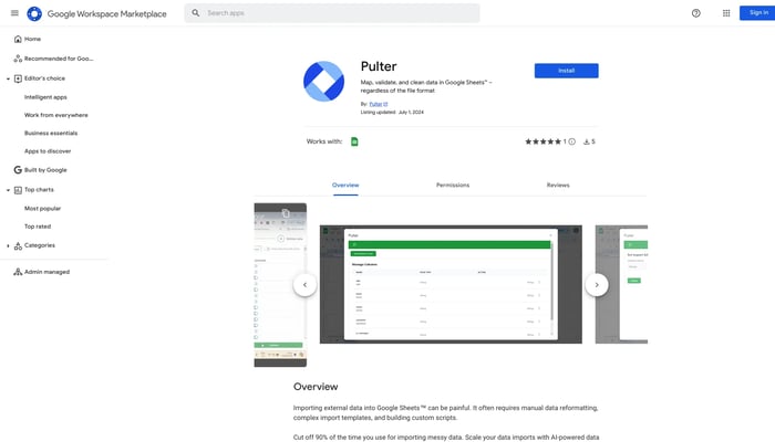 Pulter for Google Sheets