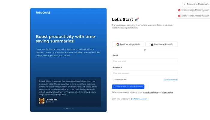 TubeOnAI - Boost Productivity, Save Time