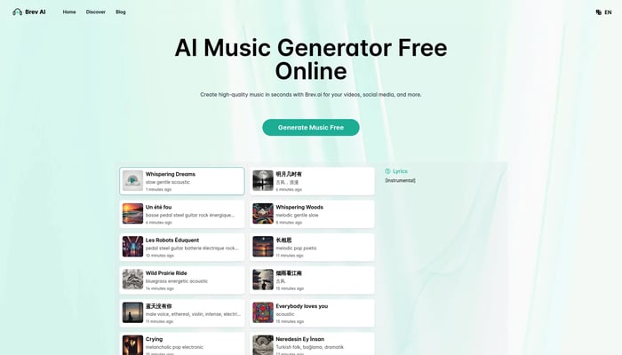 Brev.ai: AI Music Generator Free Online