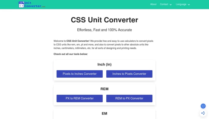 CSS Unit Converter