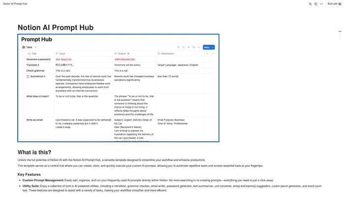 Notion AI Prompt Hub