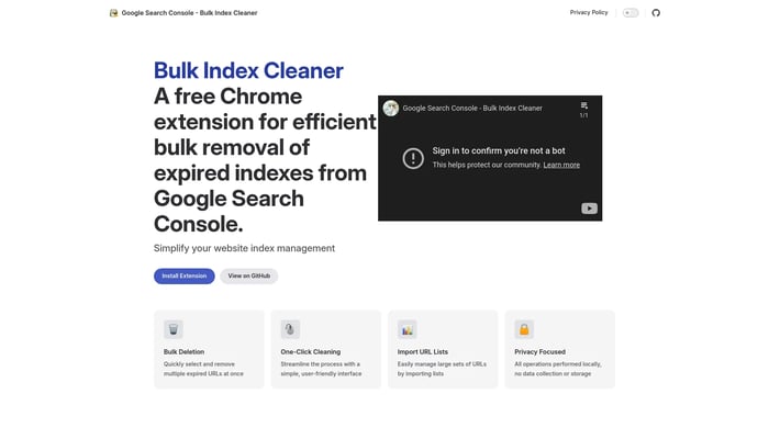 Google Search Console Bulk Index Cleaner