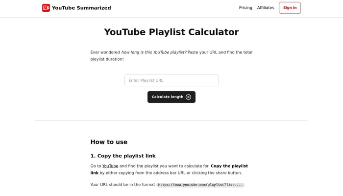 YouTube Playlist Calculator