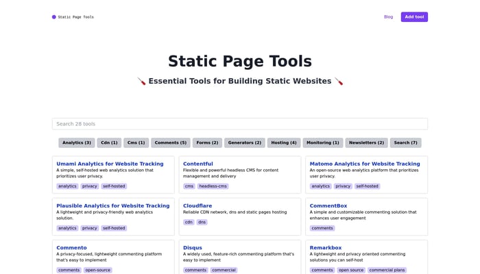 Static Page Tools