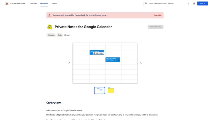 Private Notes for Google Calendar