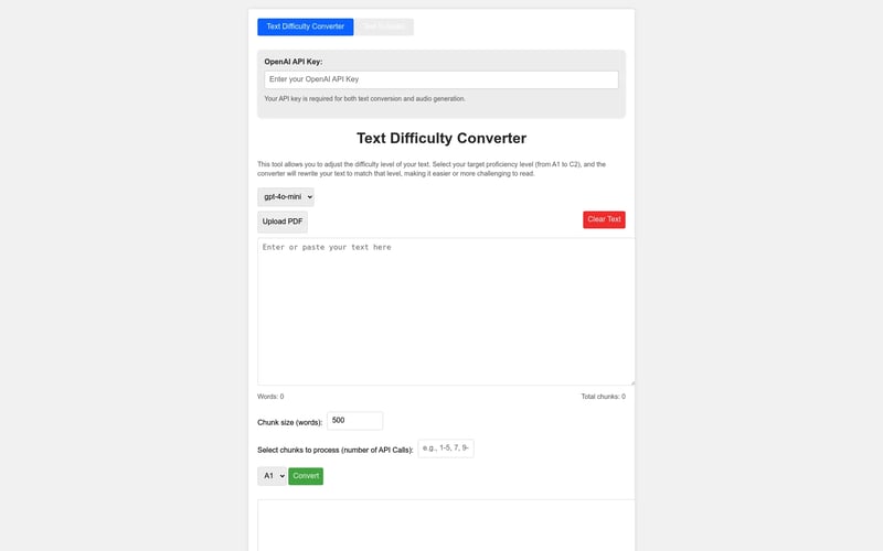 Text Difficulty Converter