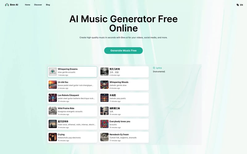 Brev.ai: AI Music Generator Free Online