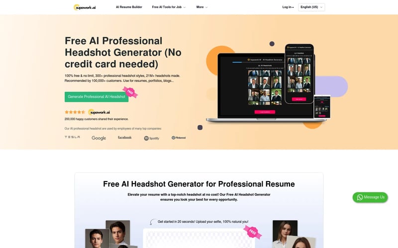 100% Free AI Headshot Generator | Supawork AI (no sign-up)