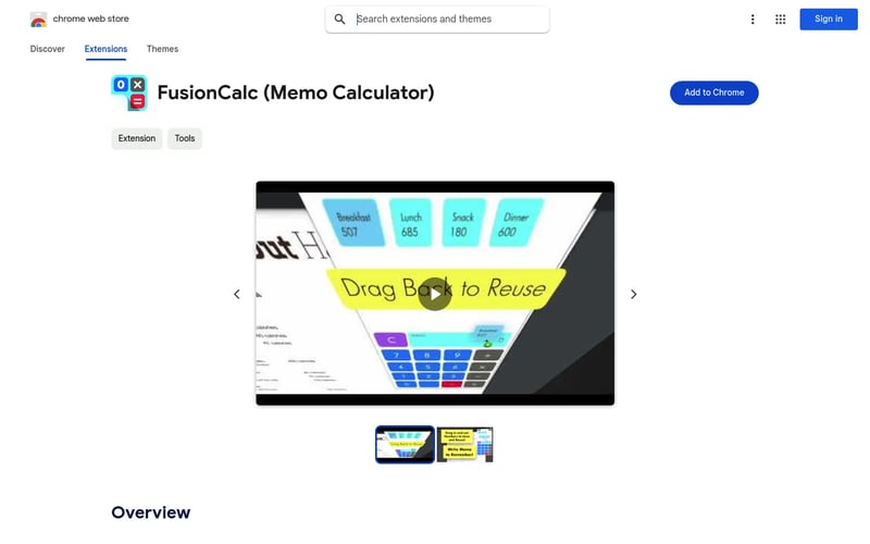 FusionCalc (Memo Calculator) for Chrome