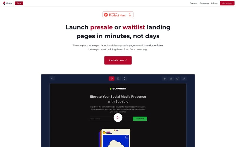 Licode Page for PreSales and Waitlist