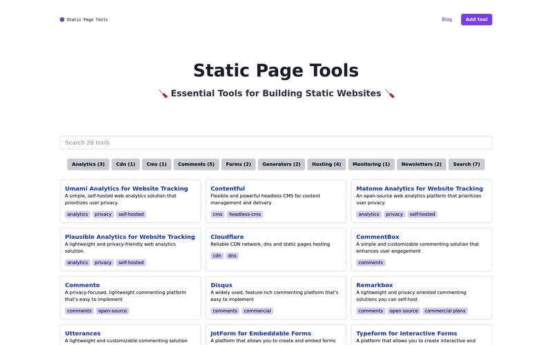 Static Page Tools