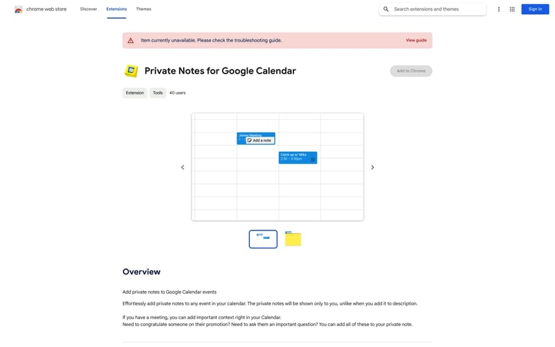 Private Notes for Google Calendar