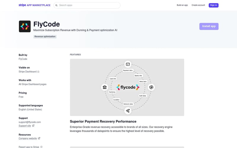 FlyCode Stripe app for Failed payments 