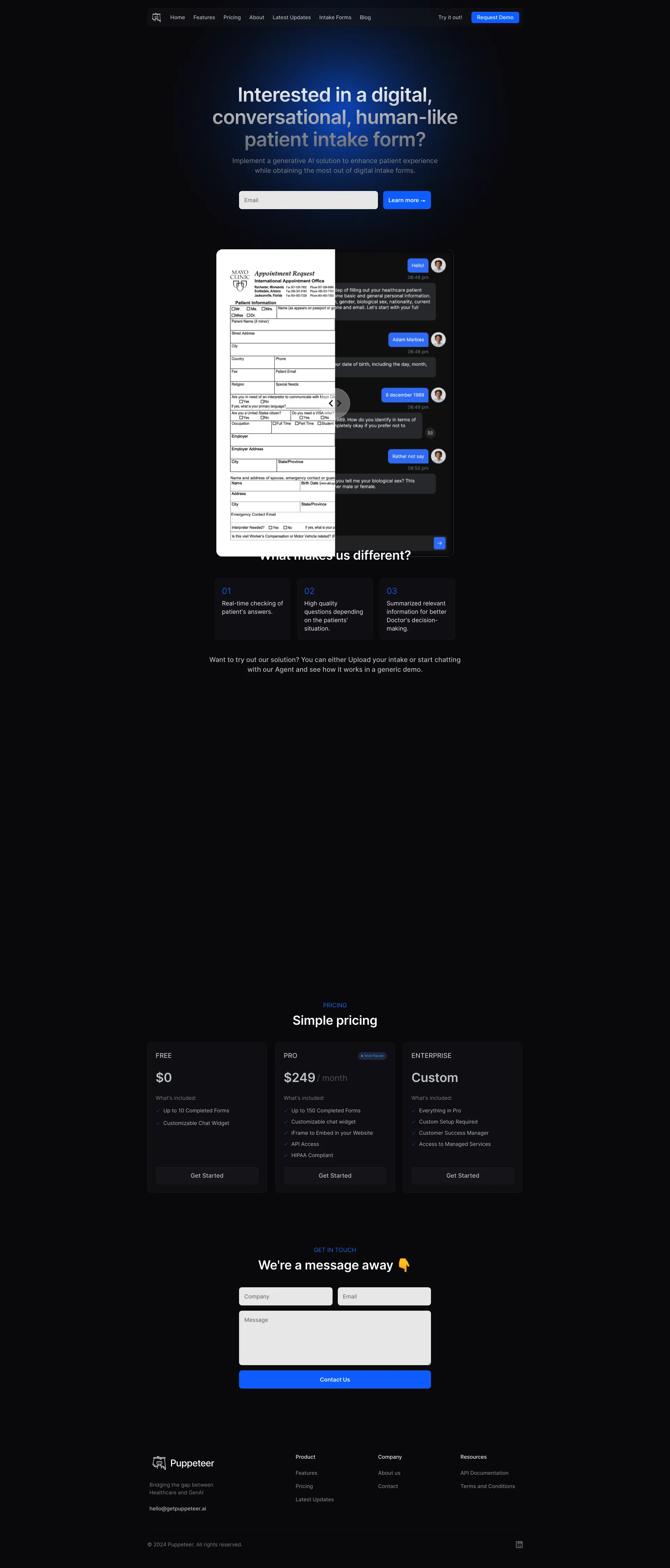 AI Patient Intake screenshot