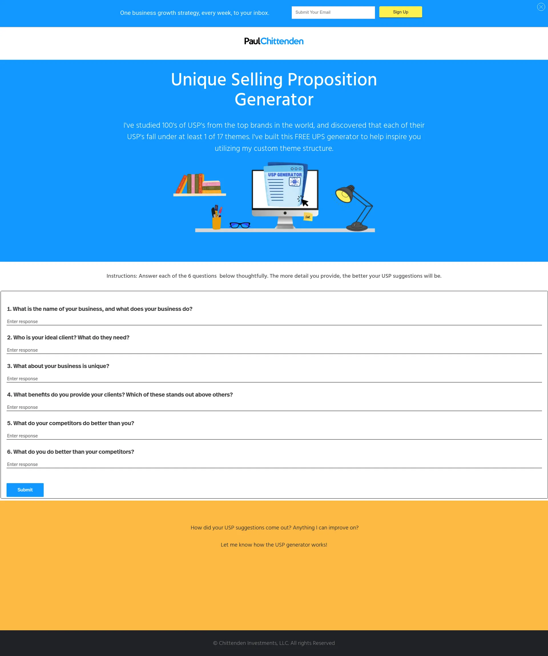 Unique Selling Proposition Generator screenshot