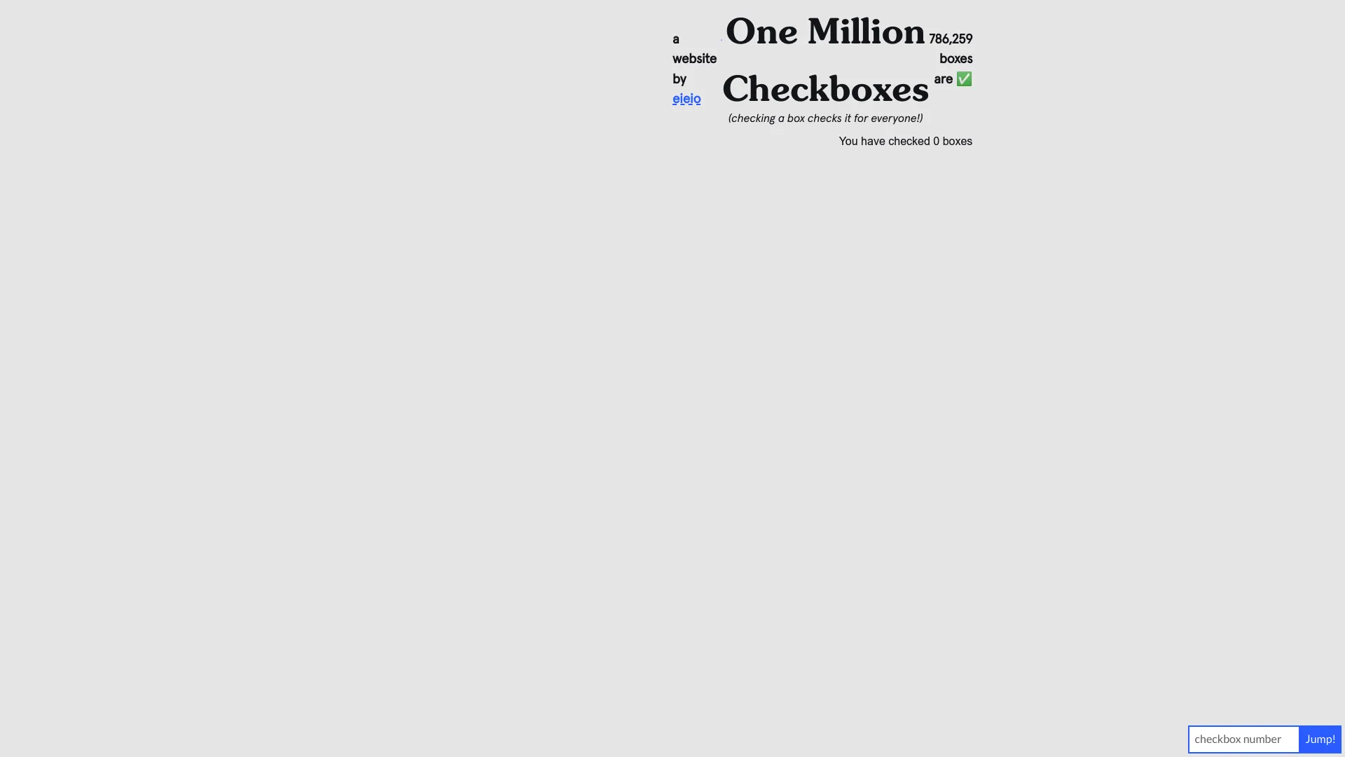 One Million Checkboxes screenshot