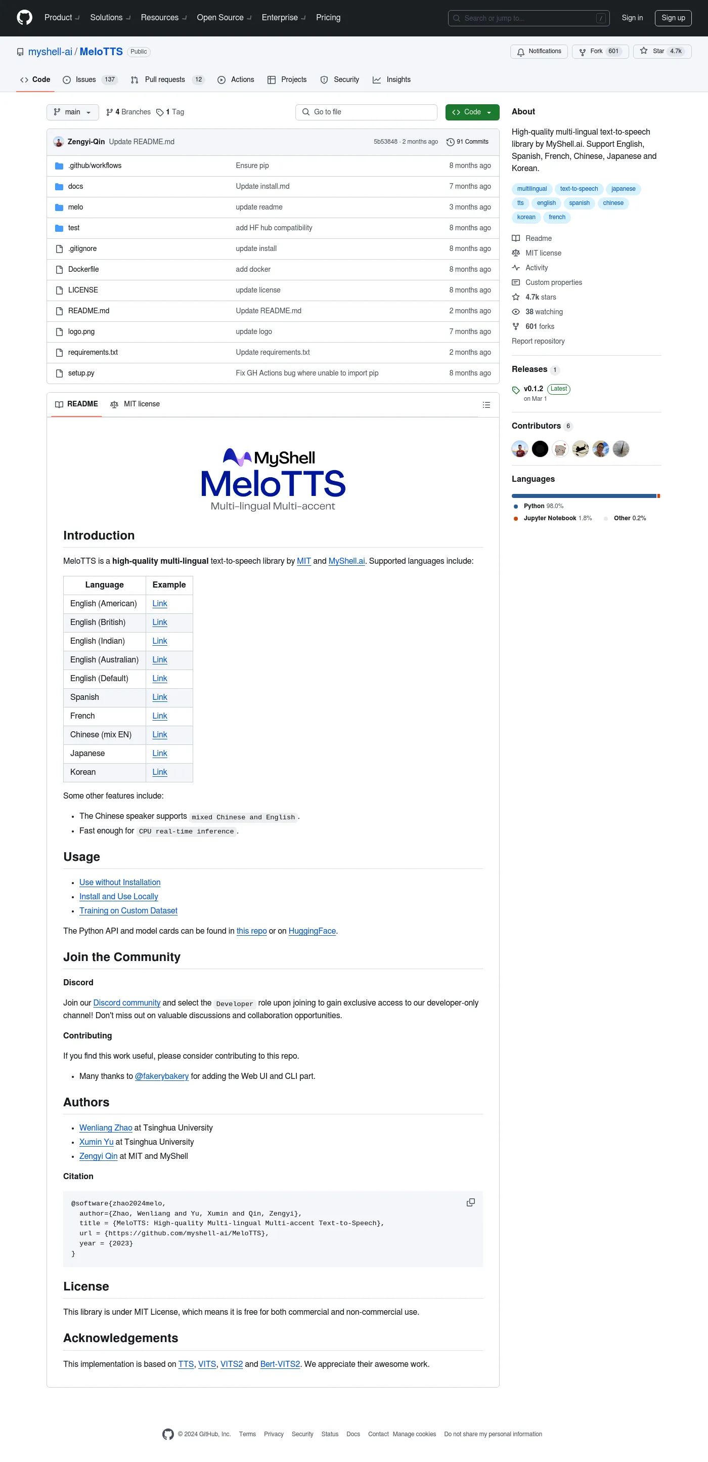 MeloTTS screenshot