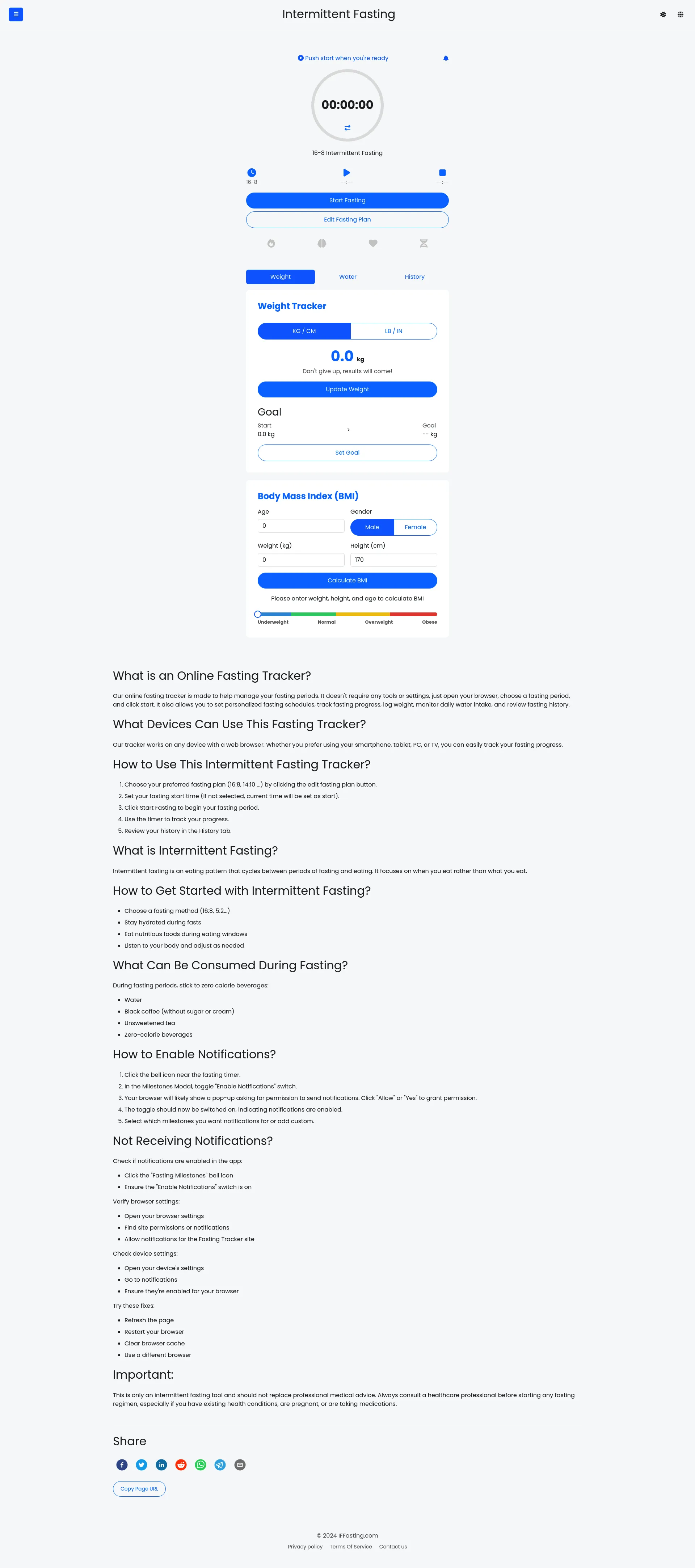 Online Intermittent Fasting Tracker screenshot