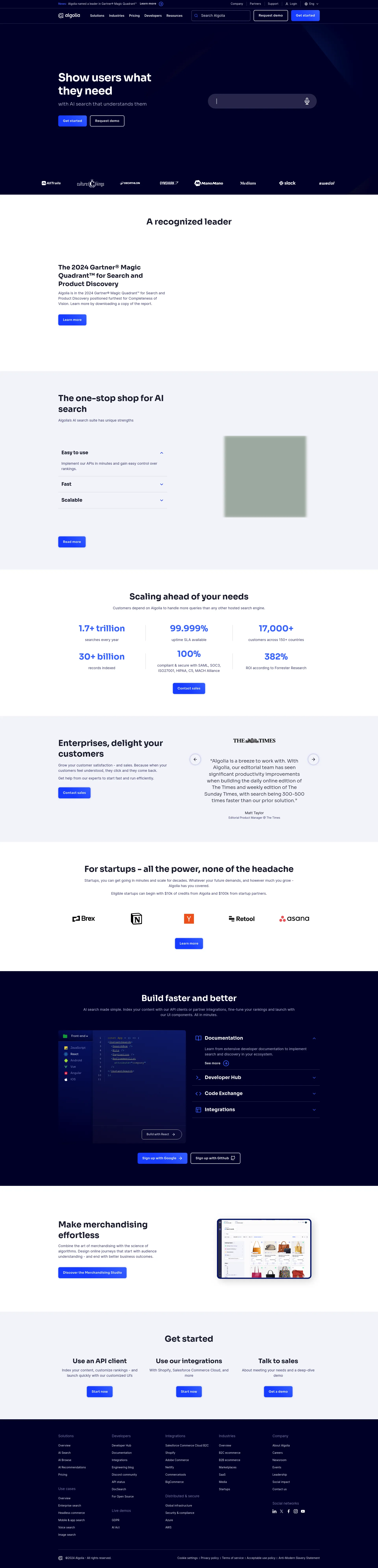 Algolia screenshot